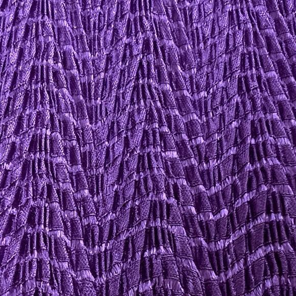 Tanjay Short Sleeve Top Womens Medium Micropleated Purple Blouse Scalloped Hem - Picture 8 of 10